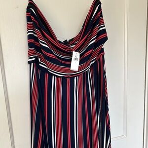 Banana Republic Red and White Cowl Neck Sundress